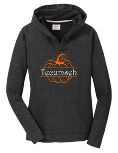 Tecumseh Whimsical Pumpkin Women’s Pullover Hooded Sweatshirt - Dark Heather Grey