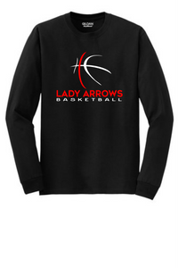 Tecumseh Lady Arrows Whimsical Basketball Long Sleeve T-Shirt - Black