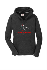 Lady Arrows Whimsical Basketball - Women’s Pullover Hooded Sweatshirt - Dark Heather Grey